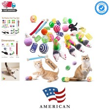Cat Toys for Indoor Cats, 34 Packs Interactive Cat Toy Set with Colorful Spri...