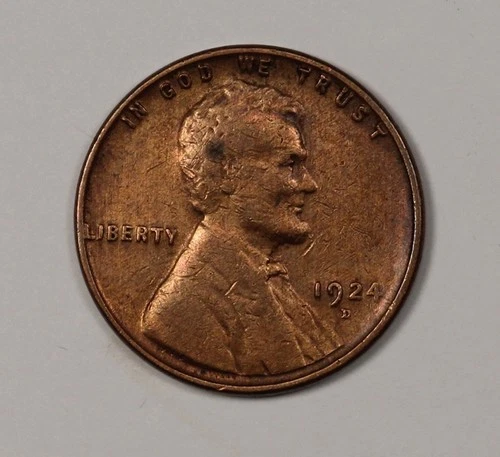 1924-D AU Details Lincoln Cent, Semi-Key Date,  Starting at 99c with No Reserve!