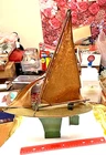 HTF RARE OLD VINTAGE ANTIQUE  METAL TIN LITHO CHEIN PEGGY ANN TOY SAIL BOAT