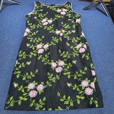 Jessica Howard Black Pink Floral Embroidered Sleeveless Knee Length Dress Sz 14