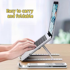 Portable Foldable Laptop Stand 10 Height Adjustable ABS Holder with Storage Bag 