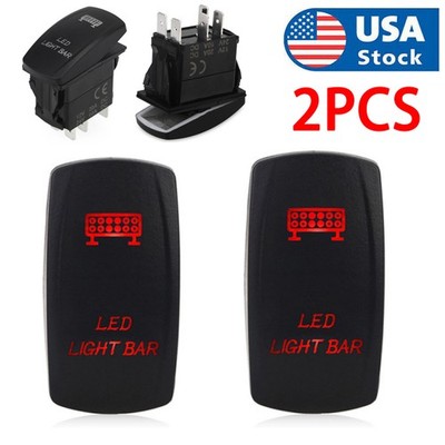 Red Backlit Lights Control Rocker Toggle Switch Button For ATV UTV ARB Carling