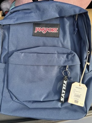 JanSport Superbreak Plus Navy Backpack Zip Closure with Keychain and Tag