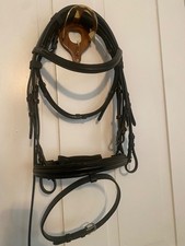 New Black Dressage Bridle - Removable Flash - Bridle with reins - Horse - 4505