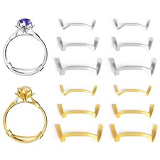 12 Pack Invisible Ring Adjuster Tightener Spacer Guard for Loose Rings Gold Silv