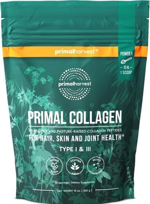 Primal Harvest Primal Collagen  Type I & III Powder for Hair, Skin & Nails, 10oz