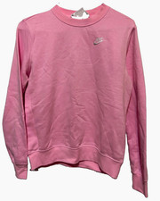 Nike Sportswear Women  s Pink Crewneck Fleece Pullover Logo Sweatshirt XS