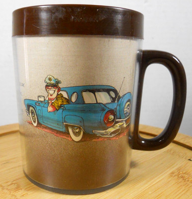 vintage 1978 Dart Thermo-Serv Ford Thunderbird T-Bird car travel coffee cup mug