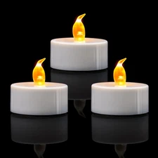 Flickering Warm White LED Tea Lights - 12 to 400 Pack Options Available
