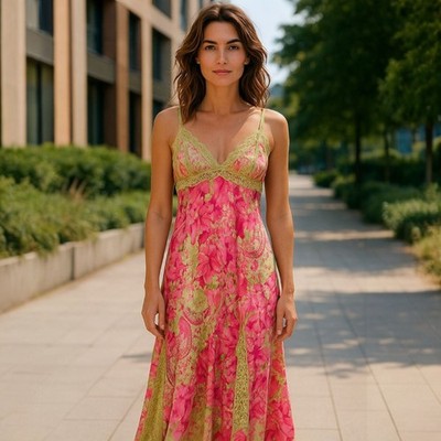 DAVE & JOHNNY by Laura Ryner Vintage Beaded Floral Lace Slip Dress 7 / 8