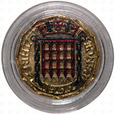 1963 Great Britain Elizabeth II Threepence Coin &ndash; Capsuled &ndash; Layered with Gold
