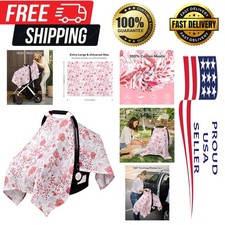 Infant Car Seat Cover for Babies Girls, Muslin Cotton Carseat Canopy, Breatha...