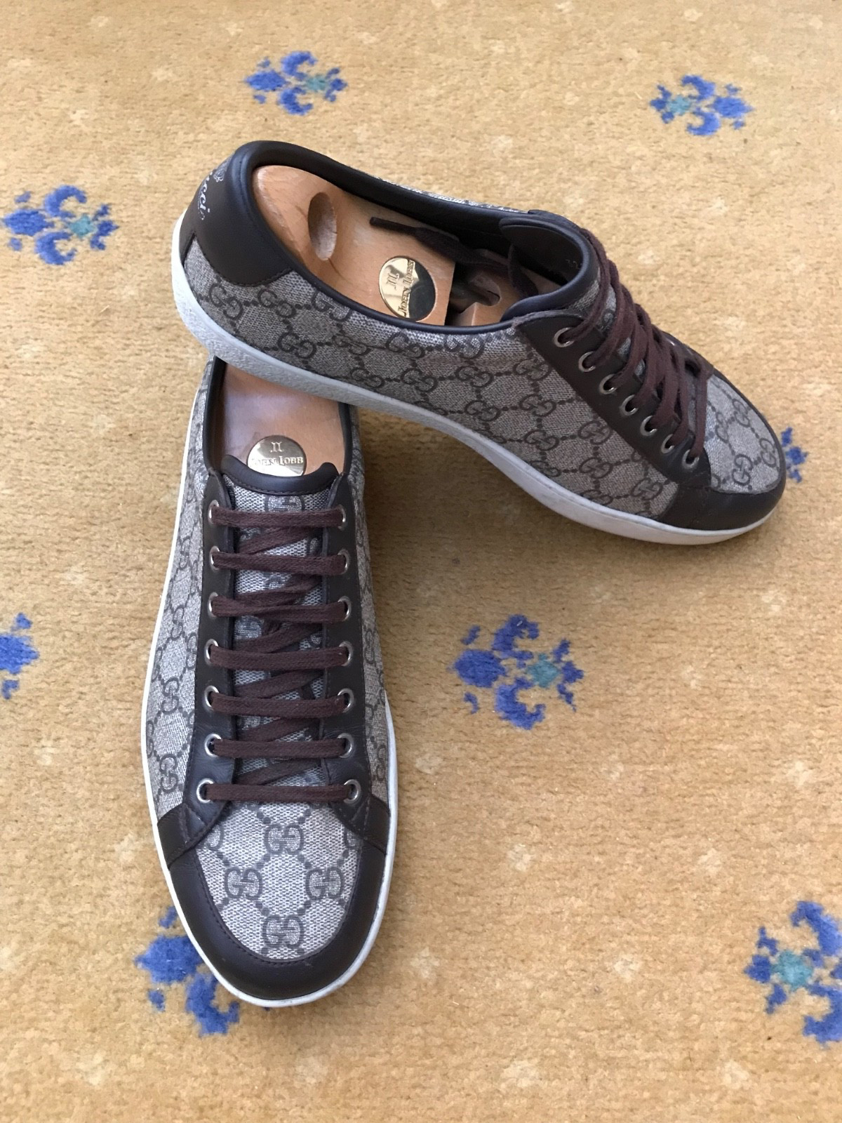 Gucci Trainer Sneaker Ace Shoes Monogram Low Top Canvas Mens UK 9 US 10 EU 43 thumbnail 3