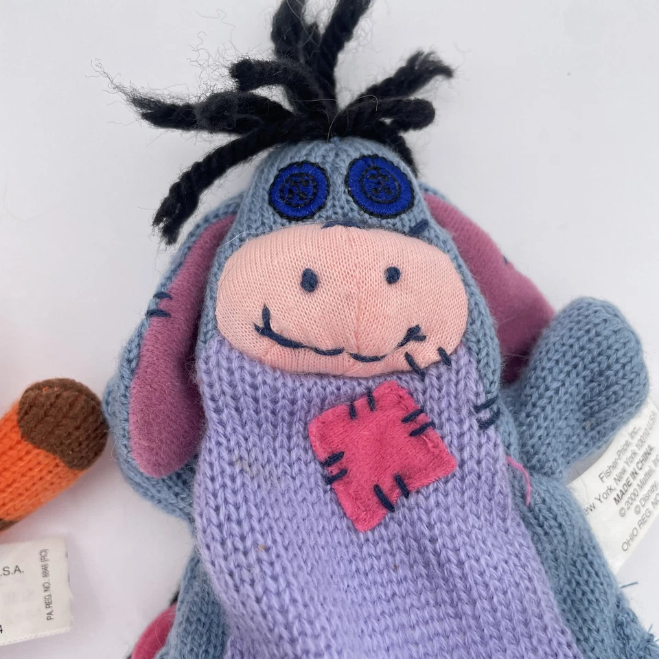 Juego de peluche vintage de marioneta de mano Winnie the Pooh Tigger Eeyore Fisher Price Foto 3 de 4
