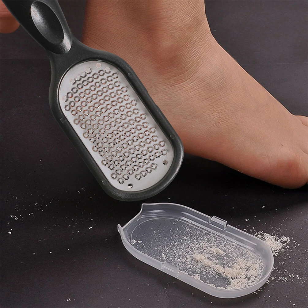 Foot File Hard Dead Skin Callus Remover Rasp Scraper Scrubber W/ flakes  Storage