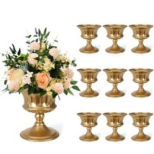 Gold Vases for Wedding Centerpieces, Set of 10 Metal Vase Small Table Centerp...