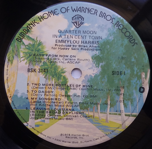 EMMYLOU HARRIS - Quarter Moon In A Ten Cent Town - LP 1978 WB BSK 3141 SHRINK - Imagen 5 de 9