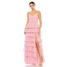Mac Duggal 55416 Sleeveless Gown with Ruffled Skirt Maxi Dress Rose Size 0 NWT