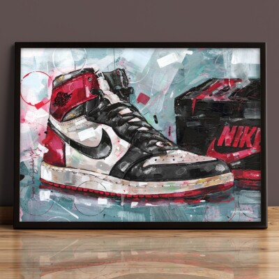 Nike air Jordan 1 Black toe art print (50x70cm / 19.68×27.56 inch