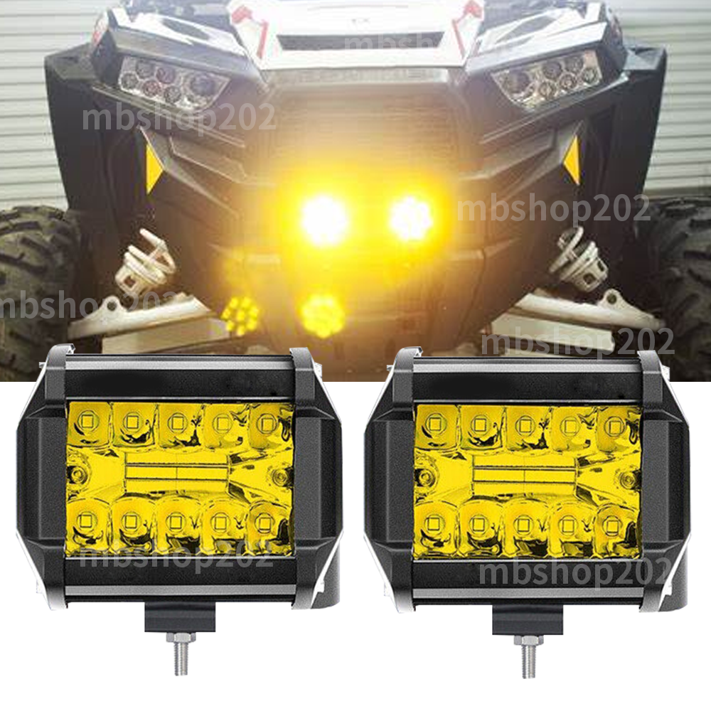 2-Pack 4” LED Work Light Bar – Spot/Flood Combo For ATV UTV Polaris RZR Ranger, 200W 6000K