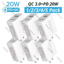 PD 20W USB-C Power Adapter For Android iPhone 15 14 13 12 X 8 Fast Wall Charger
