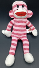 Maxx The Sock Monkey Poseable Plush 14" Red Pink Striped 2012 Stuffed Animal Toy
