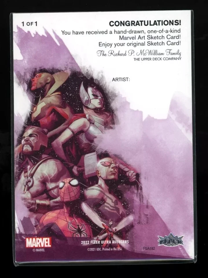 Marvel 2022 Fleer Ultra Avengers Artist Sketch Card Blank 1/1 C1 - Image 2 of 2