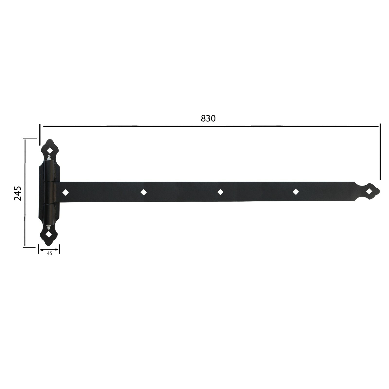 Charnière à Penture KeyMet 237 Mm – Noir – Acier Demi-lourd – Fabrication Allemande
