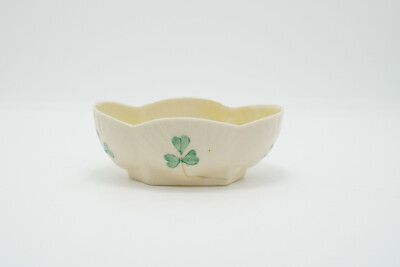 Belleek Ireland Harp Shamrock Mustard Jar Condiment Pot, 4th Mark