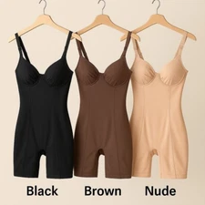 Women’s Shapewear Bodysuit Tummy Control Bra Cups Open Crotch L/XL-3XL