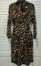 NASTY GAL COLLECTION Animal Print Collared High Low Belted Dress sz.2