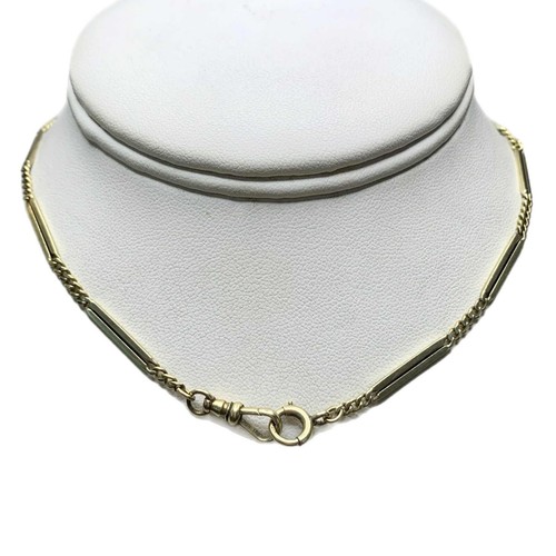 LUX Antique 14k Gold Watch Chain Necklace, Dog Clip, 14”, 10.8 Grams - Picture 2 of 6