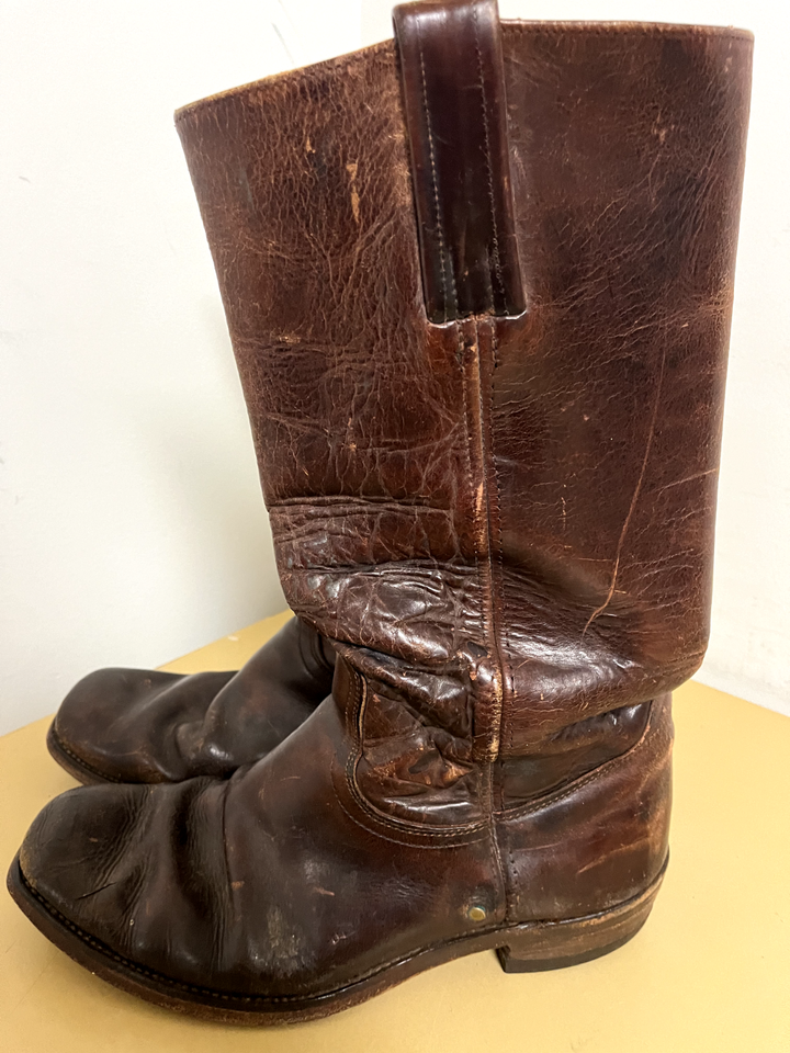 FRYE Campus Vintage Brown Leather Boots, Womens Size US 9 R, Made in