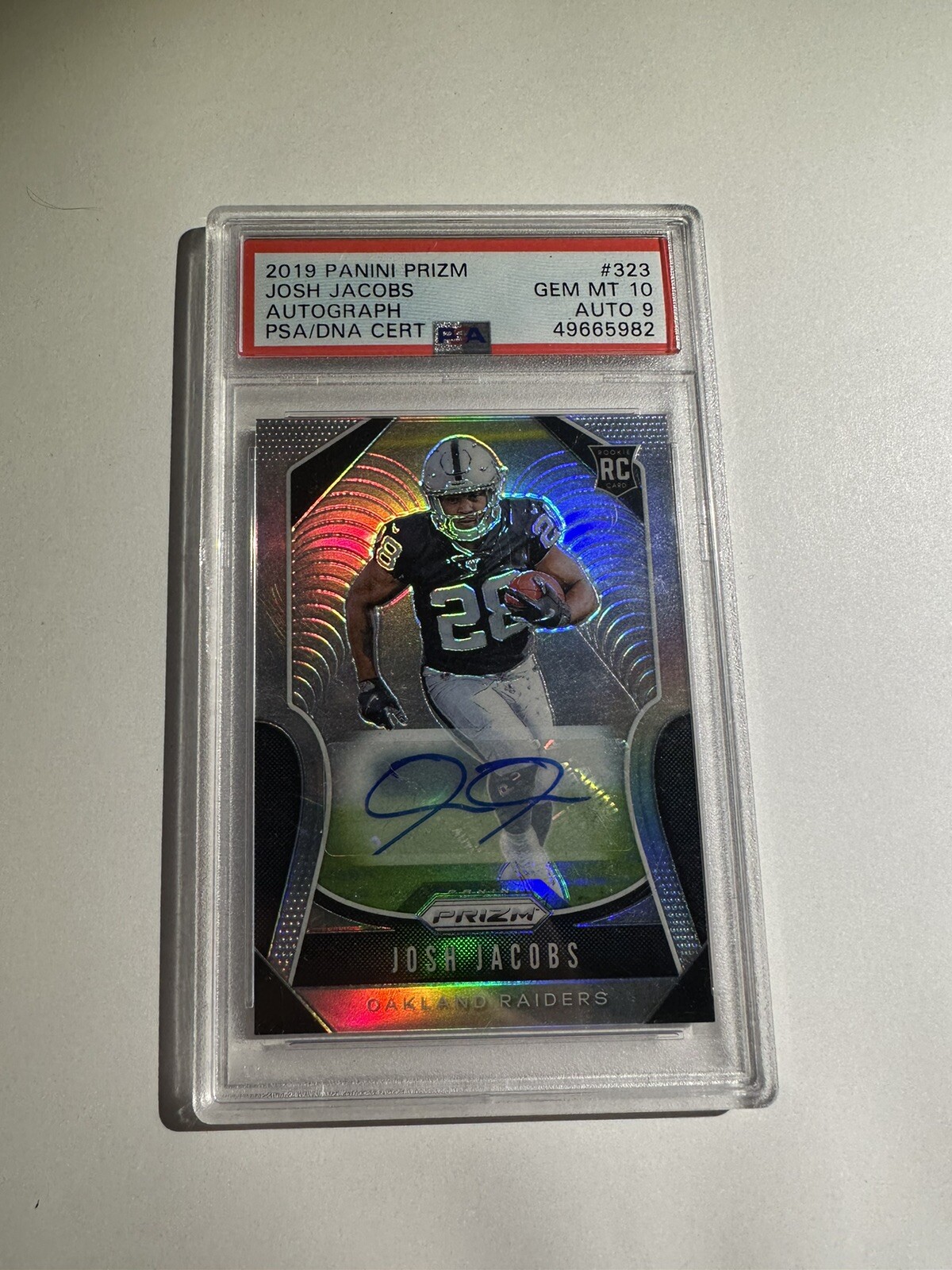 Josh Jacobs 2019 Prizm Auto Rookie Silver PSA 10 Las Vegas Raiders