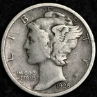 1928 P Mercury Dime 90% Silver Circulated Very Good VG to Fine