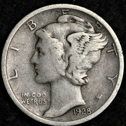 1928 P Mercury Dime 90% Silver Circulated Very Good VG to Fine