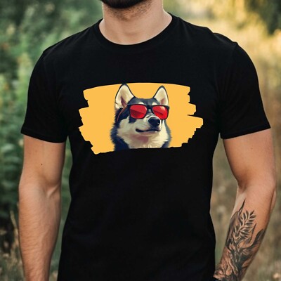 Men's Husky Sunglasses Cotton T-Shirt Size XS to 5XL
