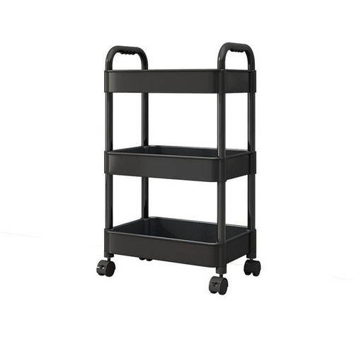 Carrito de cocina estantería con ruedas estantería deslizante 3 estantes de plástico con estante de nicho de 4 ruedas - Imagen 14 de 17