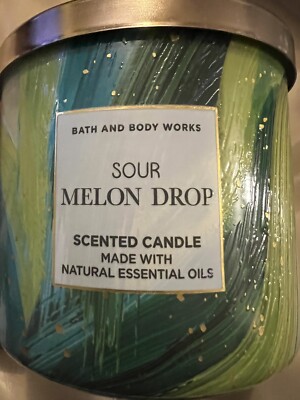 NEW BATH AND BODY WORKS 3 WICK LARGE CANDLE (SOUR MELON DROP) LE