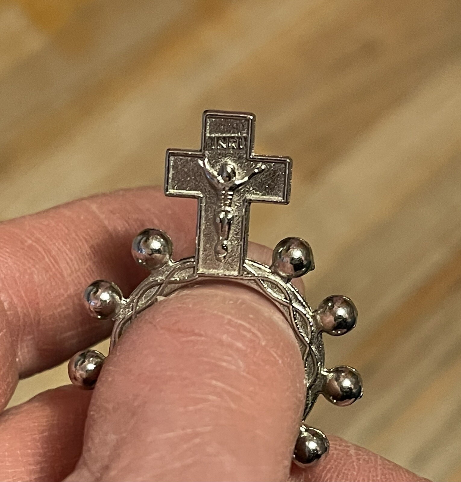 VINTAGE CATHOLIC FINGER ROSARY SILVERTONE! 1 1/2 x 1 eBay