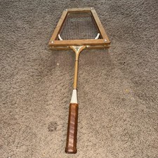 VINTAGE Sportcraft Bamboo Racquet with Screw on Racquet braces
