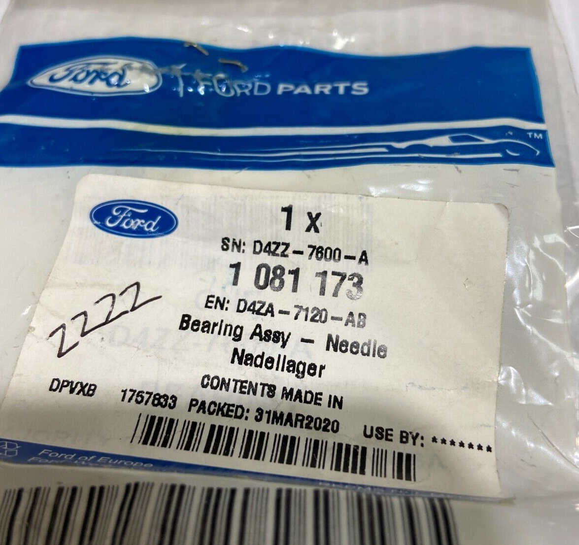 Genuine Ford Flywheel Needle Bearing Sleeve 1081173 for sale  