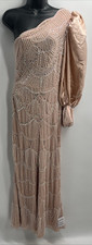 ASOS LUXE Women's One Shoulder Beaded Light Pink Romper Size 10