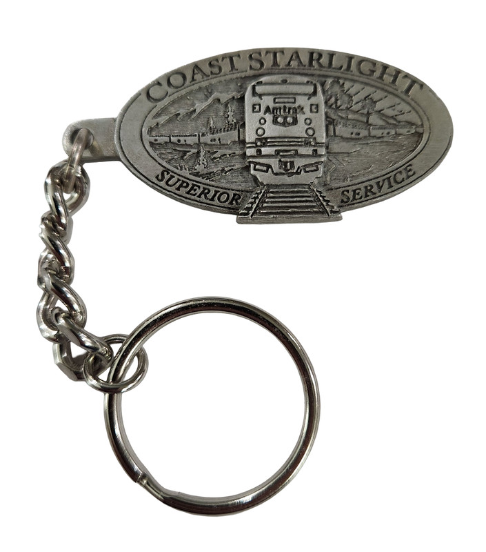 Amtrak Collector Edition RETIRED PEWTER Keychain  w/Gift Box Coast Starlight 2"