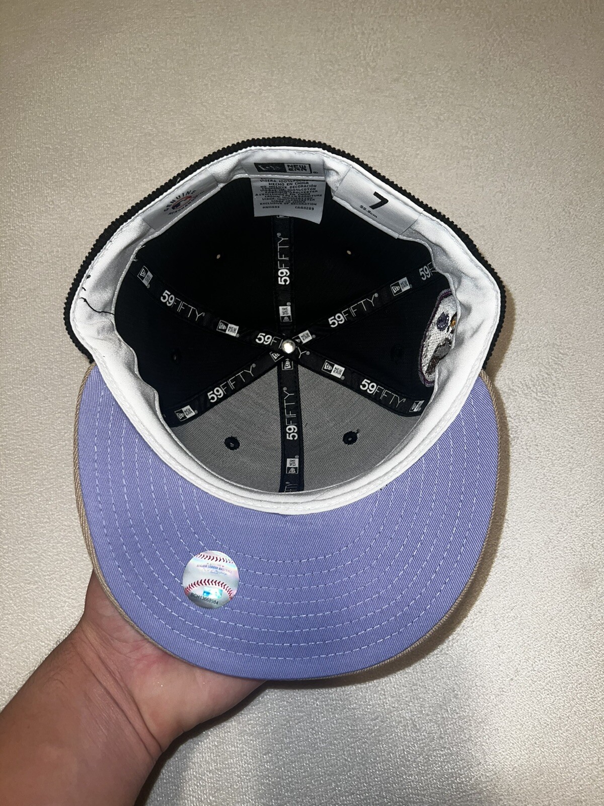 Houston Astros Fitted Hat Size 7 Apollo 11 Side Patch Tan Visor Lavender Bottom image 7