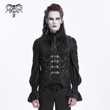 Devil Fashion Men Black Gothic Vintage Pattern Chian Vparty Waistcoat Slim Vest