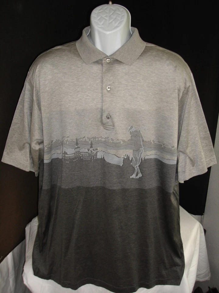 RARO TEJIDO Bobby Jones at St Andrews! Polo 100 % algodón S/S tonos grises XL Foto 2 de 4