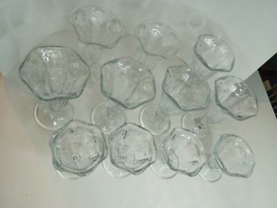 Vtg 11 piece Ice Cream Sundae Cups Glass 4 small, 7 large Clear Glass Tulip  | eBay