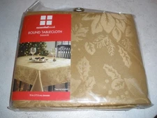 NEW Essential Home Damask Round Tablecloth 70" Gold (N2)