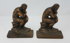 Vtg Thinking Man "The Thinker" 5.5" Tall Stamped 129  Bookends